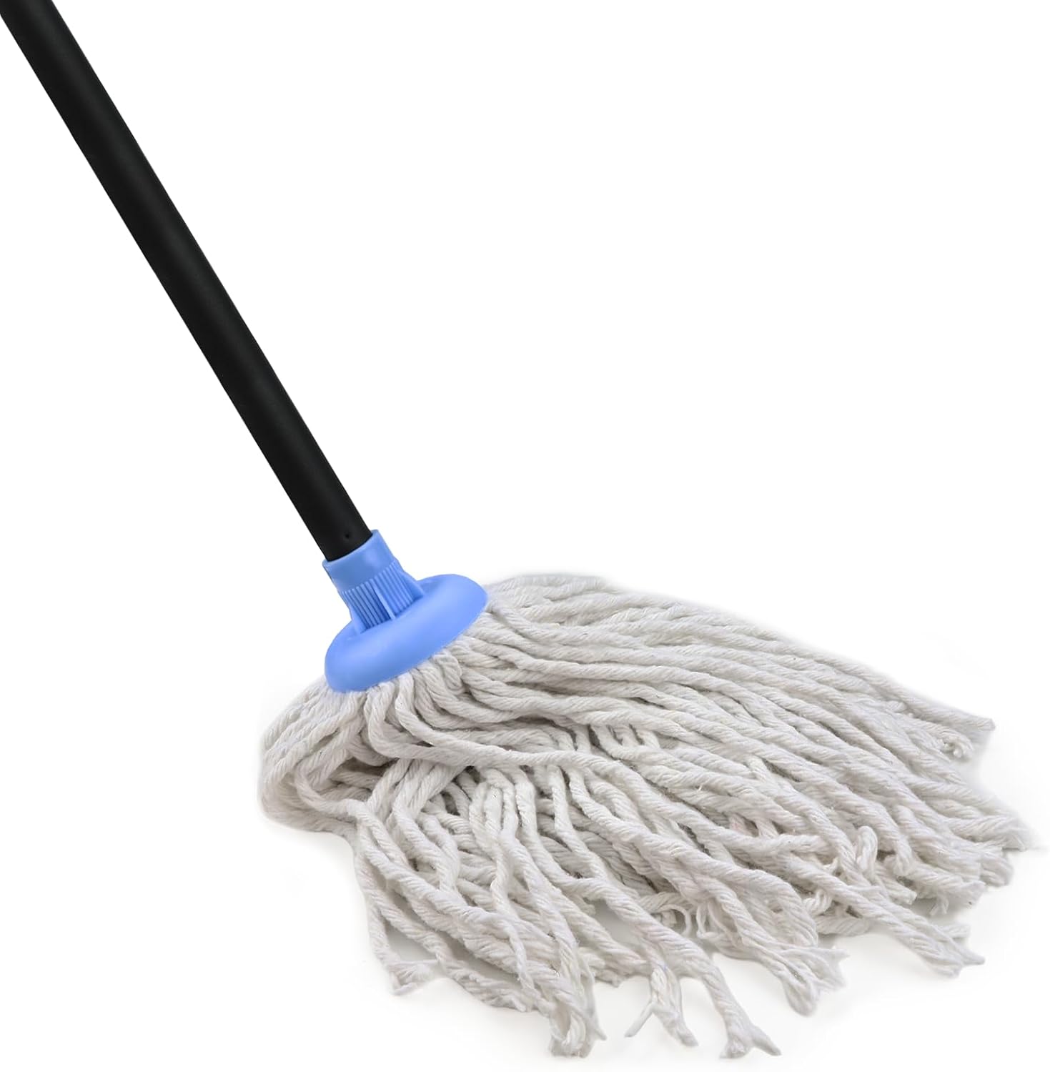 Zthluyc indoor floor cleaning cotton mop front view showing blue and white strands