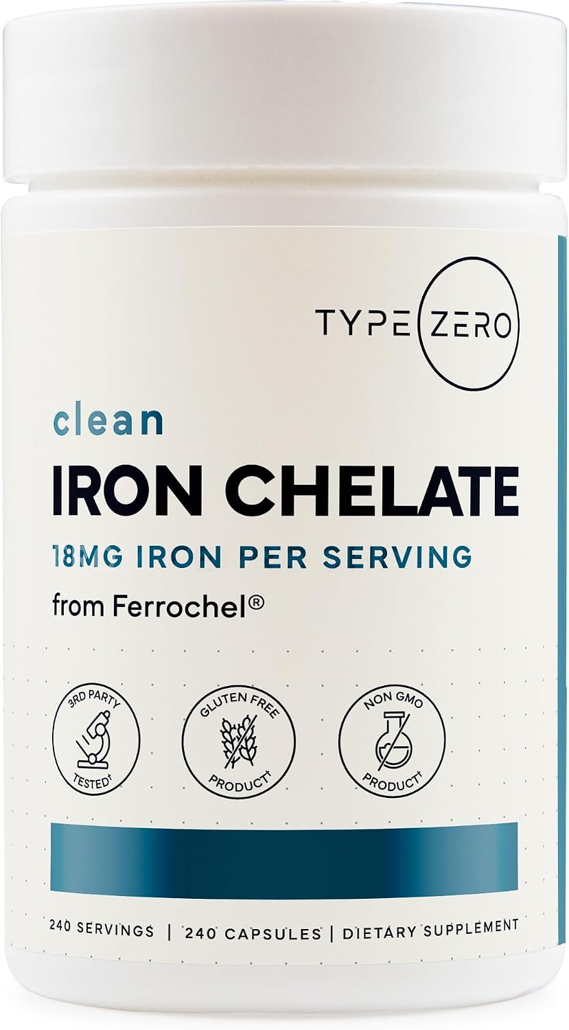 Type Zero Iron Chelate supplement bottle front view