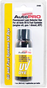 A/C Pro Certified Auto Pro Oil and Fuel System UV Leak Detection Dye bottle front view