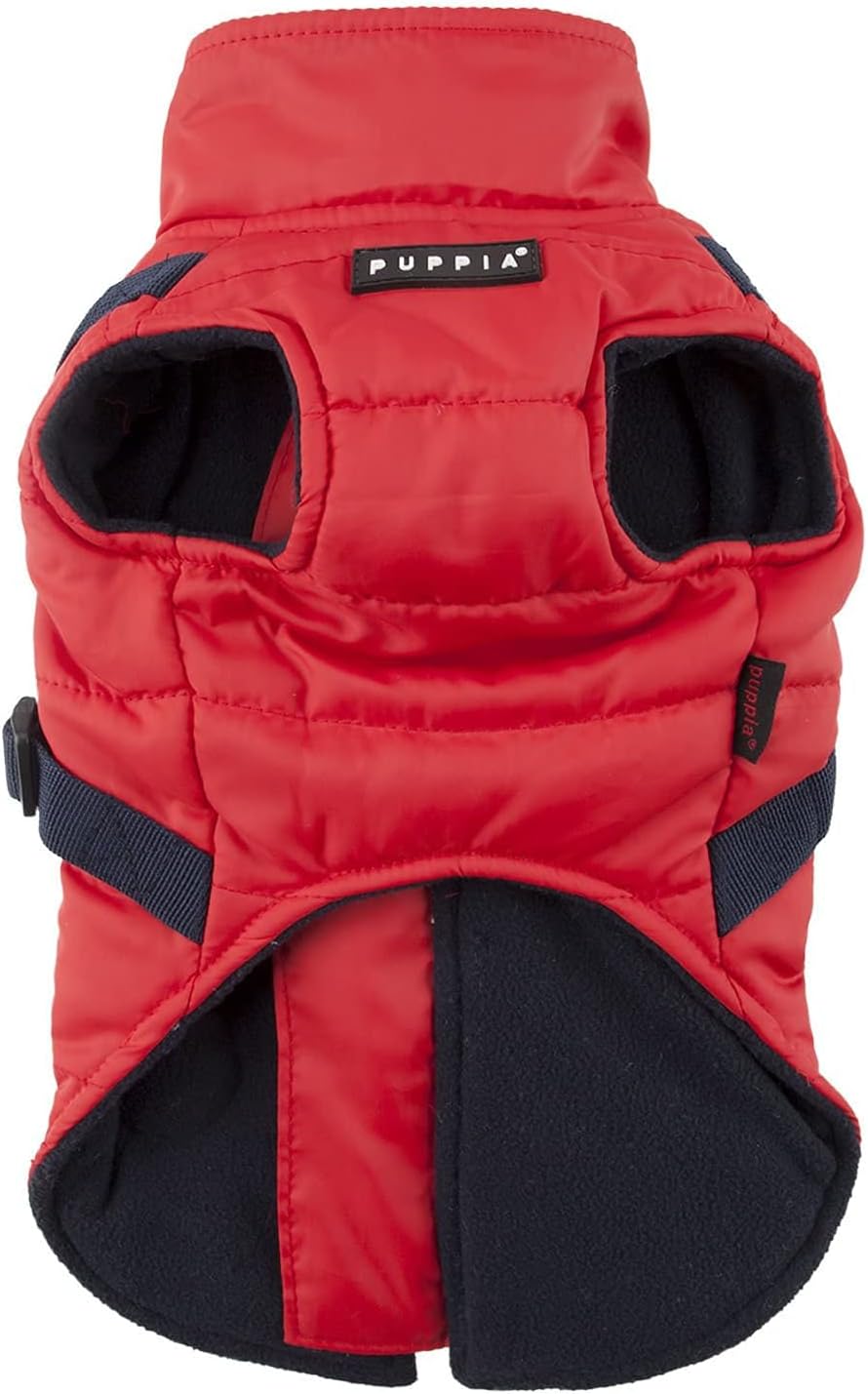 Puppia red dog fleece coat side angle