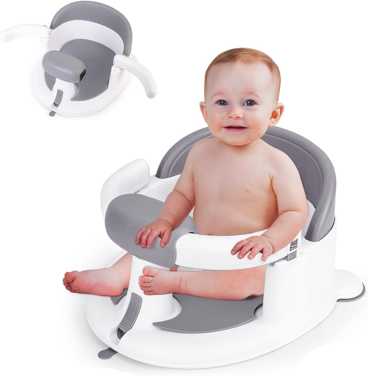Mostop baby bath seat front view with suction cups