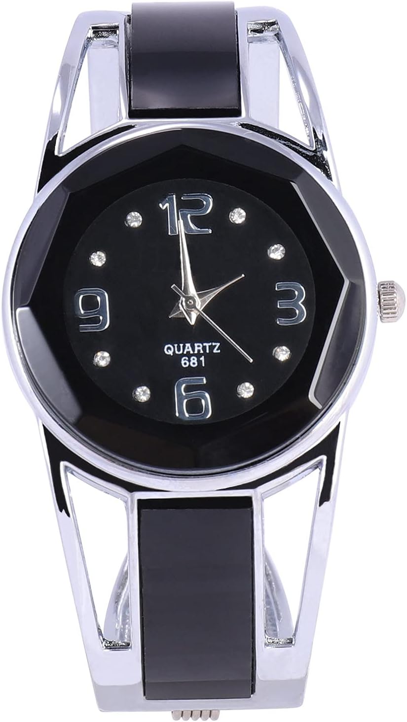 Eleoption women bangle watch front view and dial display