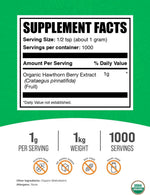 BulkSupplements Organic Hawthorn Berry Extract Powder nutritional facts label details