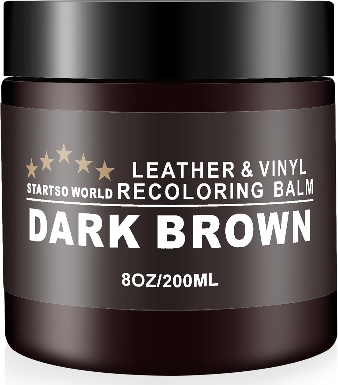 STARTSO WORLD Leather Recoloring Balm Dark Brown eight ounce container front view