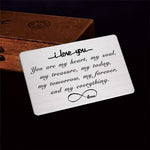 FALOGIJE romantic anniversary gift card displayed with its gift envelope