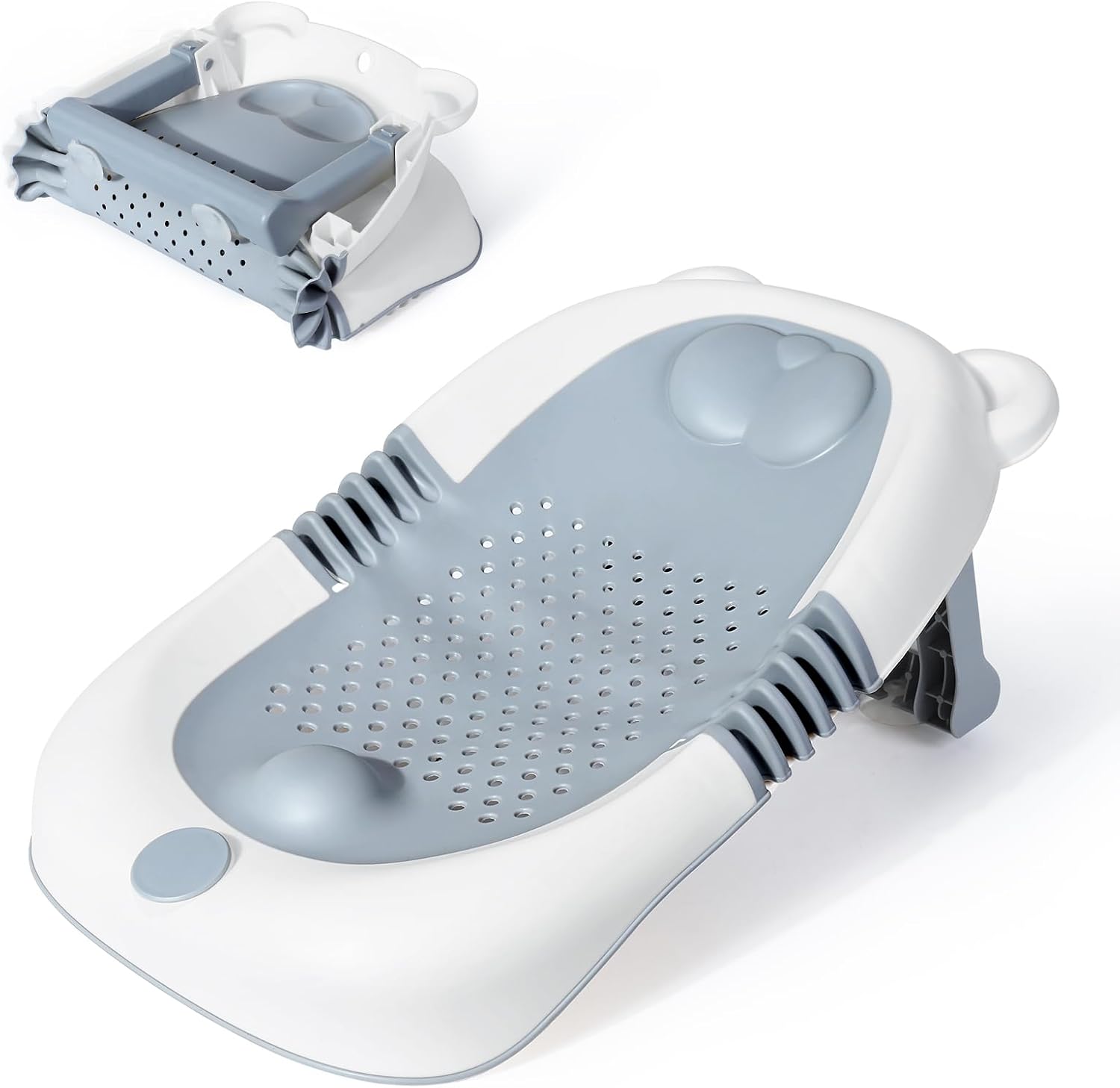 Orzbow foldable newborn baby bath support gray front view