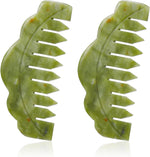Geiserailie jade massage comb front view scalp gua sha tool