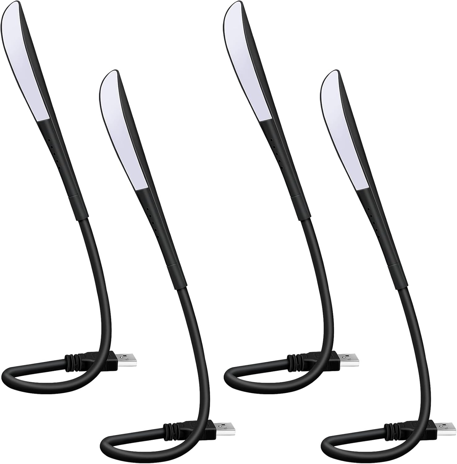 Zonon Temperature LED USB Laptop Light front view highlighting the fourteen LED beads and sleek black rectangular head.