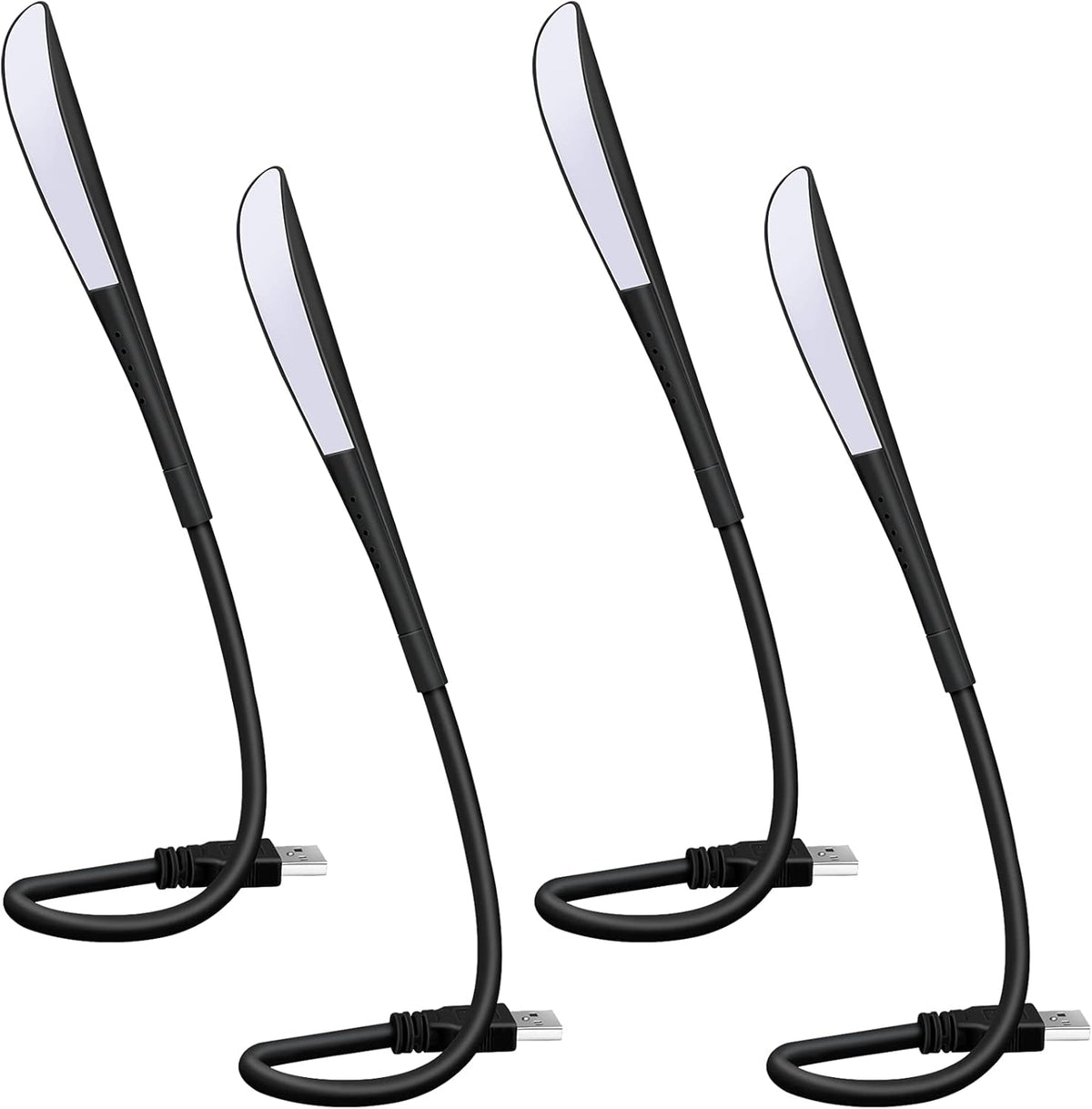 Zonon Temperature LED USB Laptop Light front view highlighting the fourteen LED beads and sleek black rectangular head.