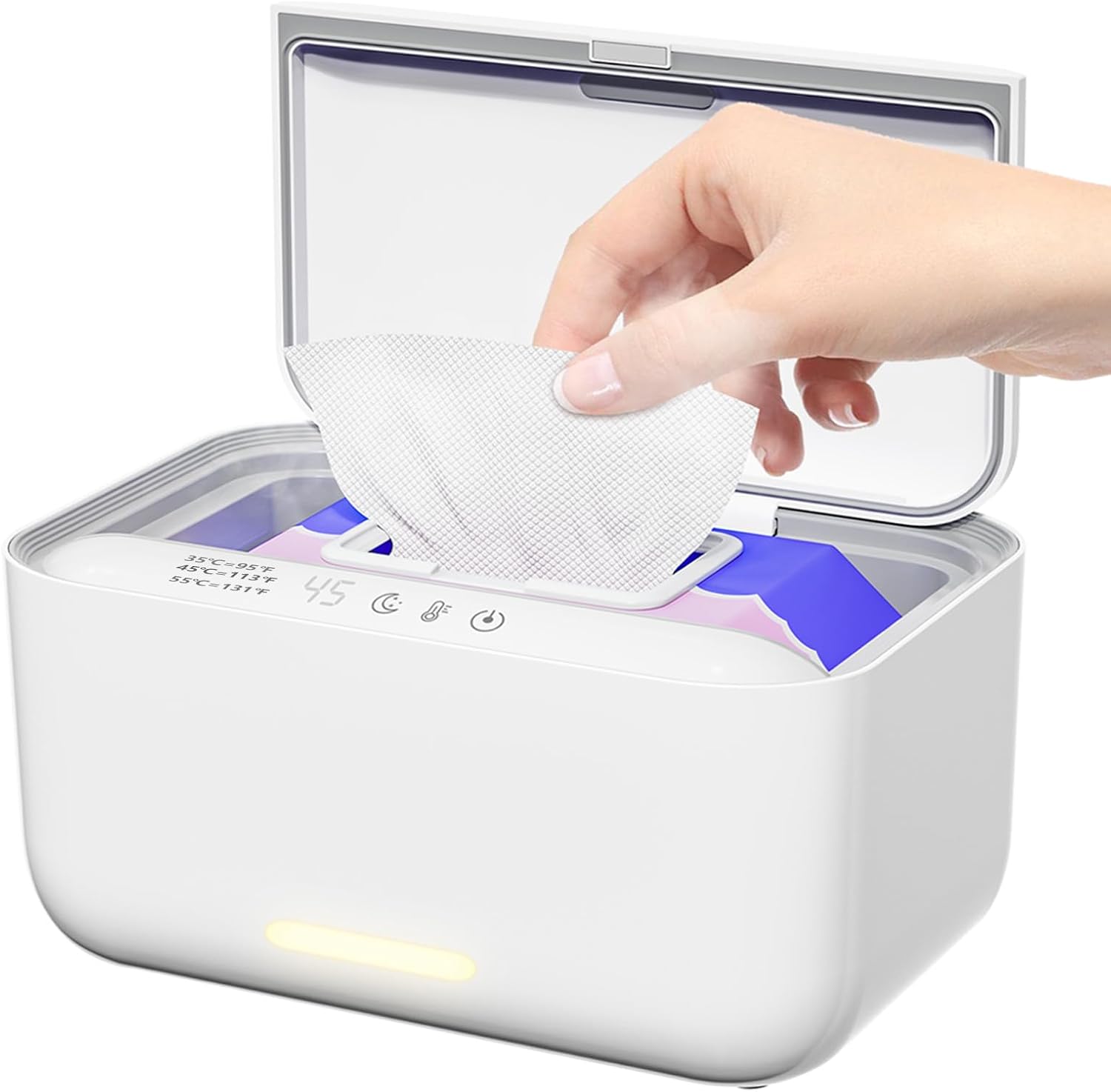 Jjojcll baby wipe warmer dispenser front view in off white
