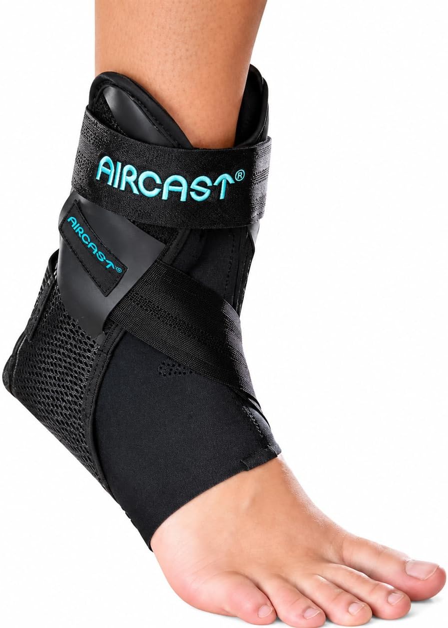 Close-up of Aircast semi-rigid plastic shell and adjustable air cell
