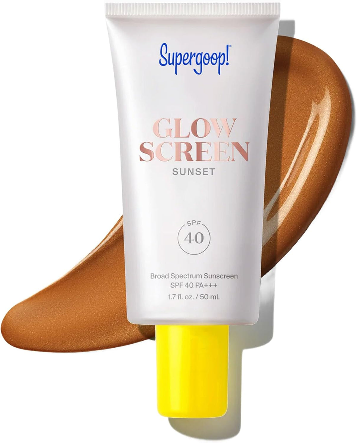 Supergoop Glowscreen SPF 40 Sunset front view skincare tube
