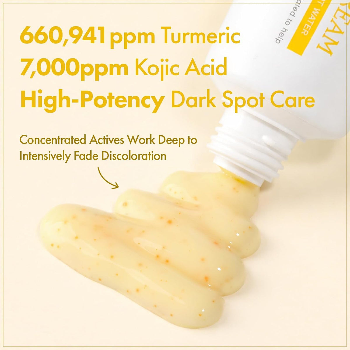 Korean skincare brightening facial cream with pure kojic acid and turmeric.