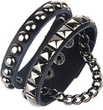 BaBakiak punk rock leather cuff bracelet set styled on wrist