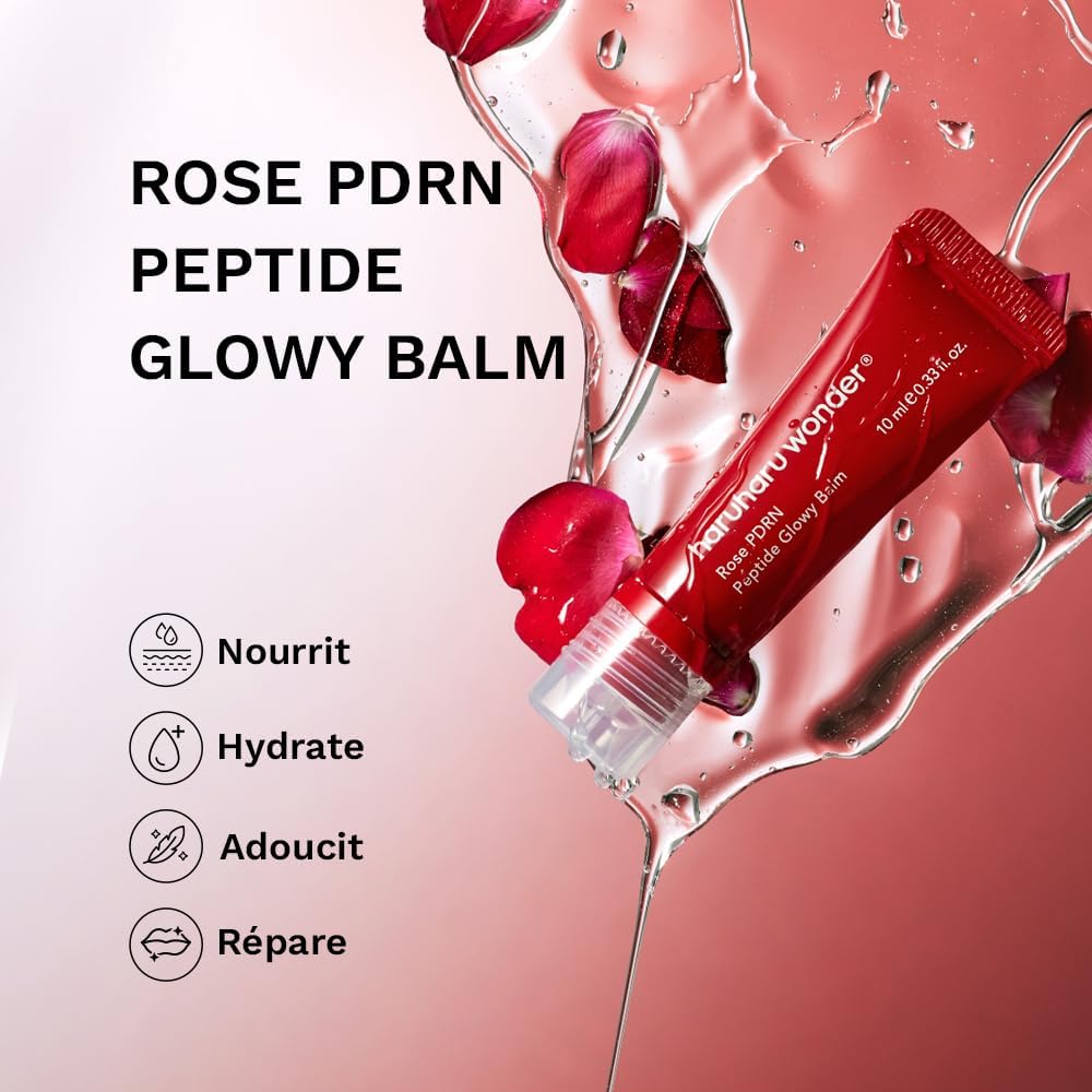 Haruharu Wonder lip balm application showing glossy and non-waxy smooth texture