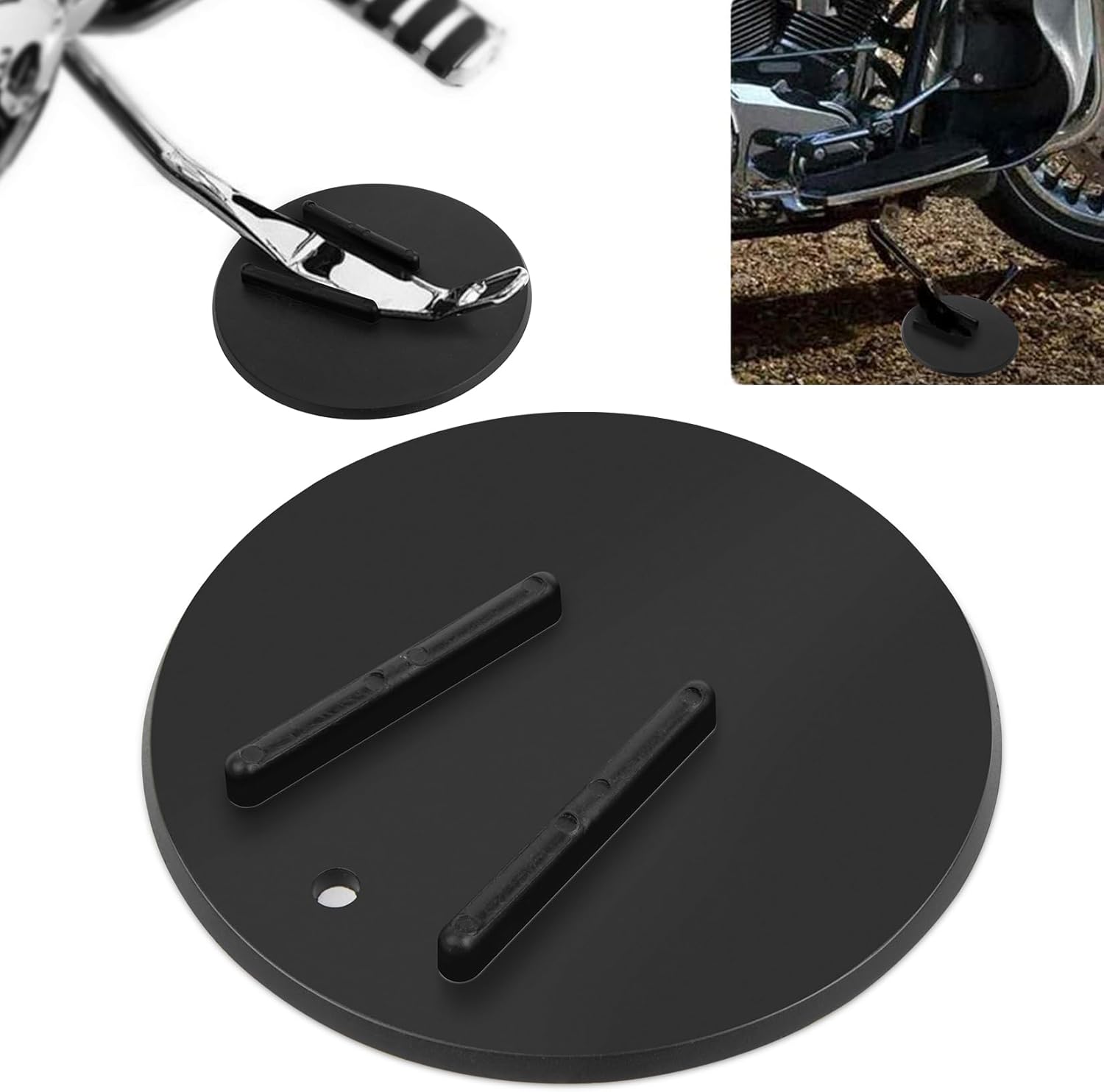 PSLER motorcycle kickstand pad front view stable parking coaster