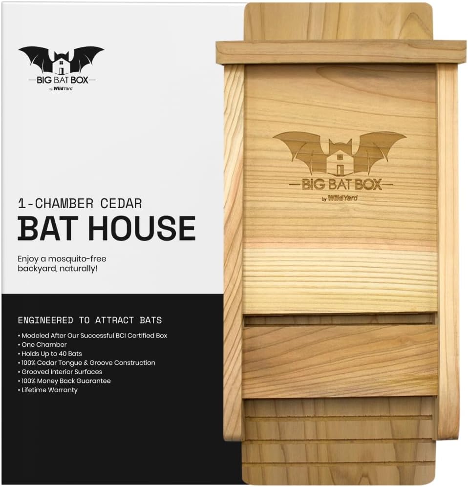 WildYard cedar bat house front view for outdoor mosquito control