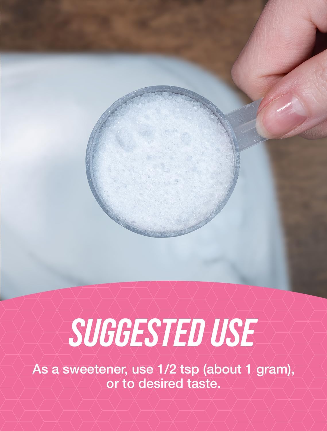 Imported BulkSupplements dietary sweetener powder bag macro texture view