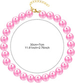 Ymapinc pink pearl dog necklace close up showing adjustable zinc alloy extension chain