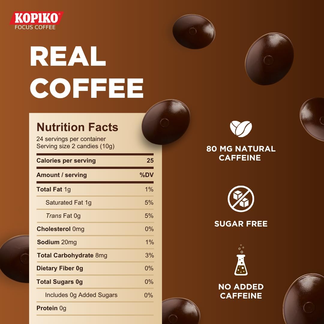 Kopiko Focus sugar free coffee hard candy serving size