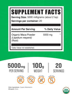 BulkSupplements Peruvian Maca supplement nutritional facts and serving size label