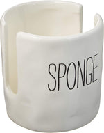 Mud Pie ceramic kitchen dish sponge holder caddy front view