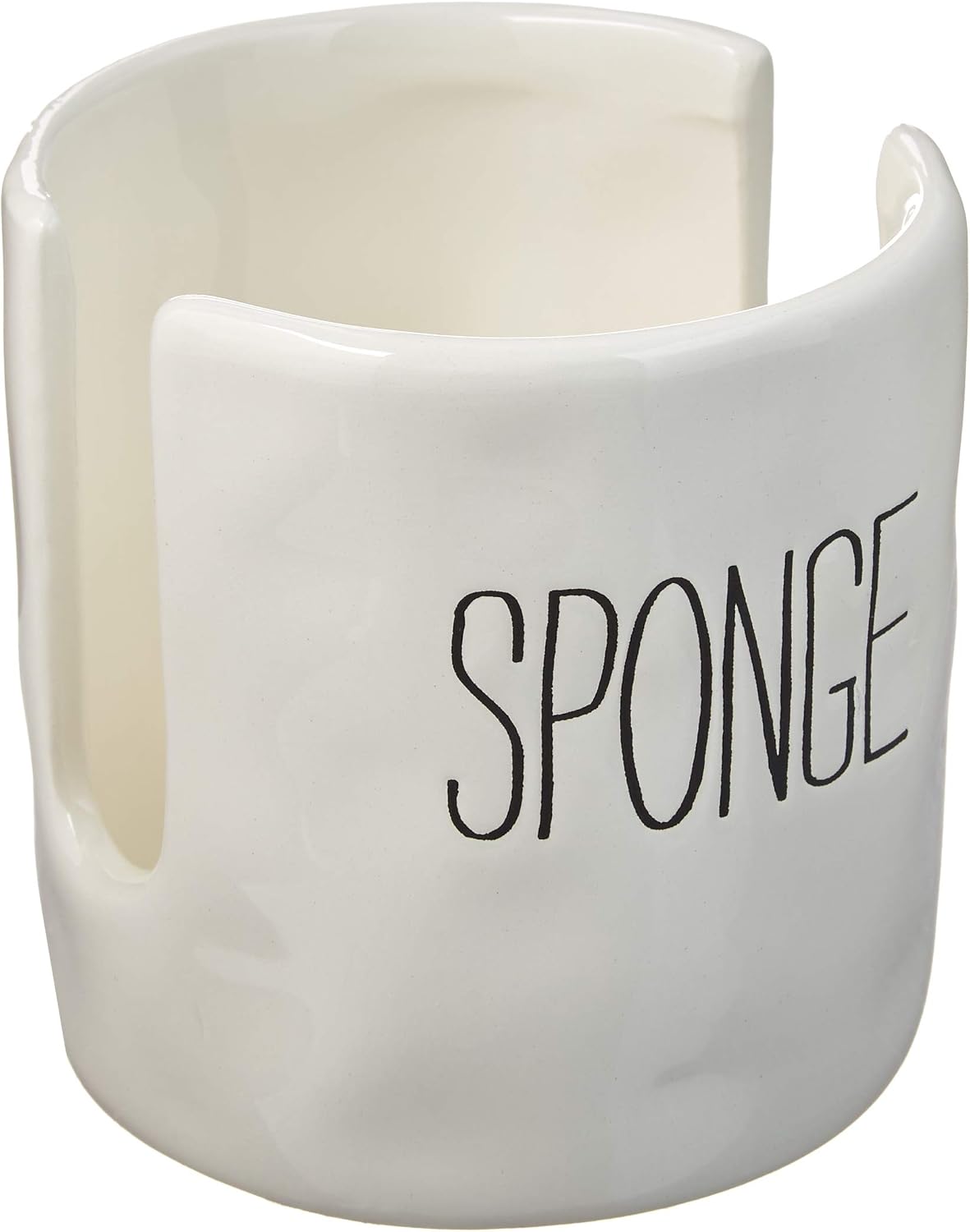 Mud Pie ceramic kitchen dish sponge holder caddy front view