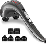 Hangsun MG460 handheld neck and back massager front view showing metallic grey finish.