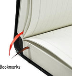 Sayeec leather journal side angle with bookmark ribbon