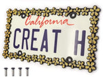 Creathome 3D Shining Daisy Wrenth License Plate Frame from Pure Zinc Alloy Metal Perfect Plate Holder, Matt Black with Green Glitter - Image 12