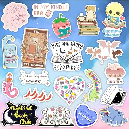 Aesthetic bookish vinyl decals for laptop and water bottle