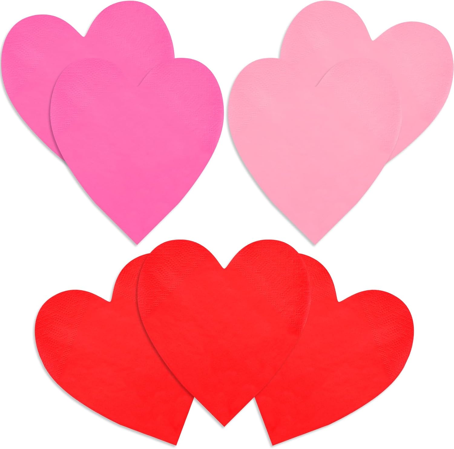 Gatherfun Heart Shaped Paper Napkins front view for Valentine's Day party supplies.