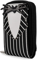 Loungefly Jack Skellington suit accordion wallet open view showing card slots