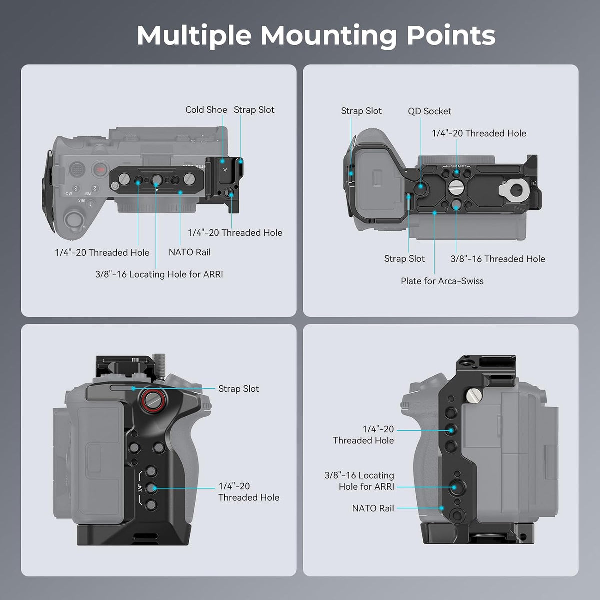 SmallRig 4183 cage attached to Sony cinema camera side profile