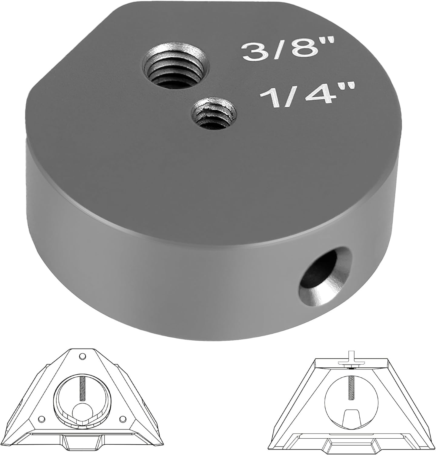 NovaKits Starlink Mini tripod adapter front view showing dual thread design