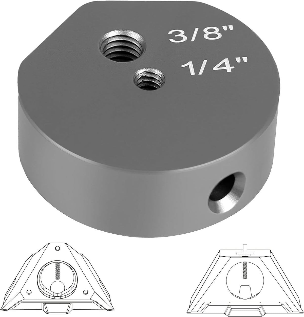 NovaKits Starlink Mini tripod adapter front view showing dual thread design