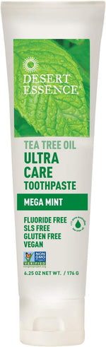 Desert Essence Ultra Care Toothpaste tube back label ingredient details