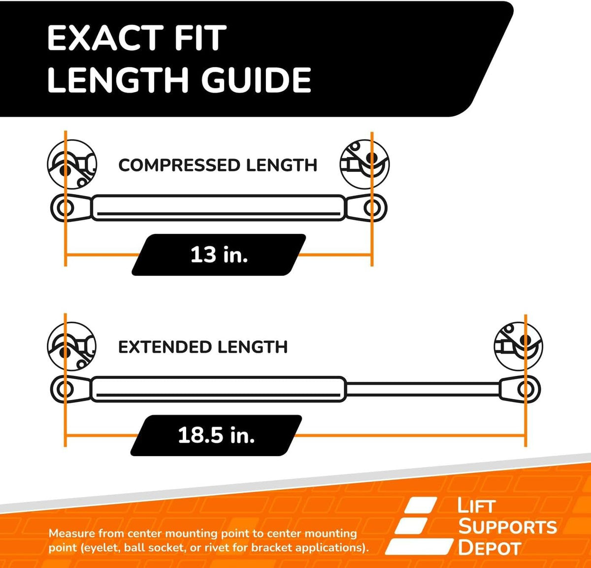 Lift Supports Depot replacement gas spring close up on end sockets