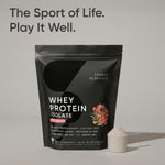 Post workout premium whey isolate shake preparation close up