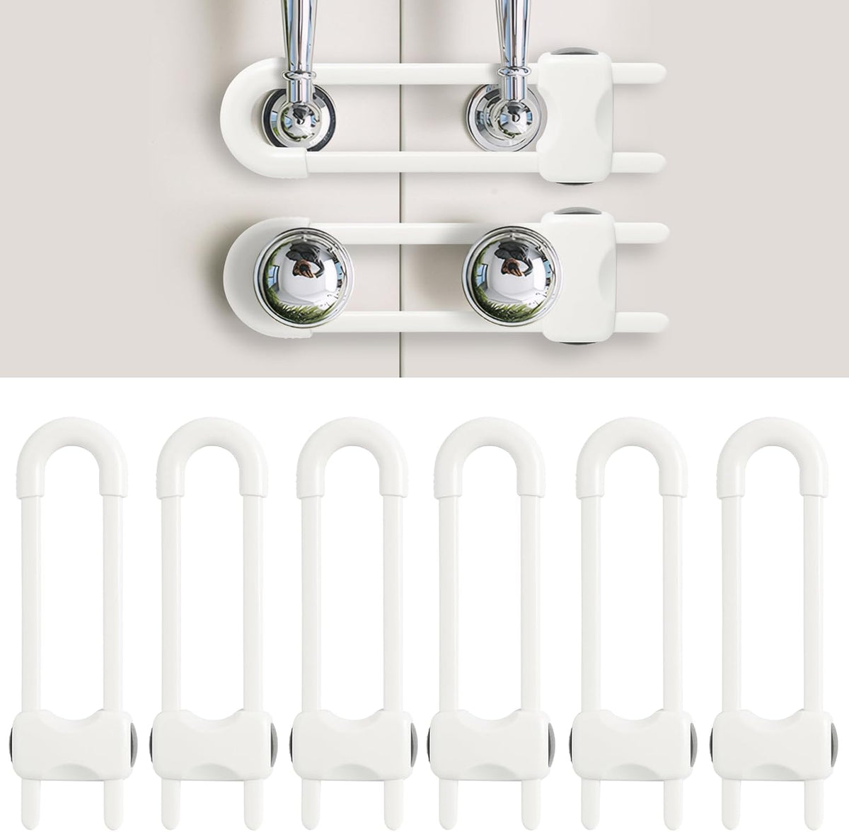 Reaeon adjustable U-shaped baby cabinet locks front view