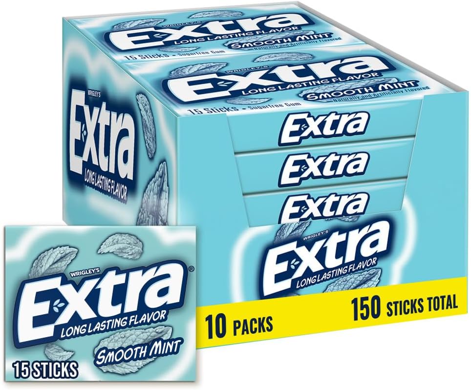 Extra Gum Spearmint Sugarfree Gum Bulk, Individually Wrapped, Perfect for Long Lasting Fresh Breath at School, Work & Travel 15 Count, Pack of 10 - Image 11