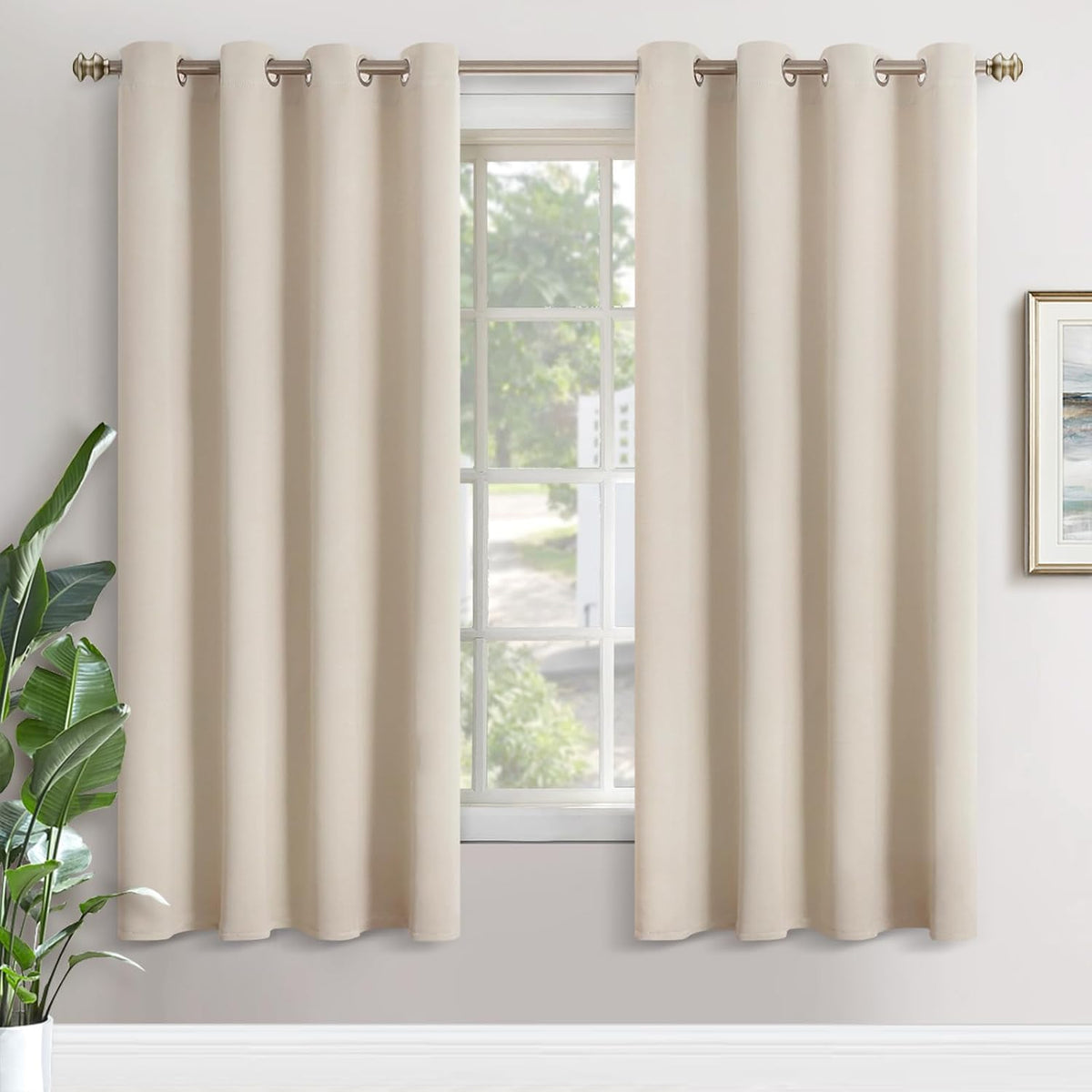 YoungsTex Champagne Blackout Curtains for Bedroom 63 Inches Length - Room Darkening Drapes with Grommet Thermal Insulated Privacy for Living Room Windows, 2 Panels, 52 x 63 Inch - Image 14