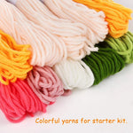 Pllieay colorful cotton yarns and punch needle pen tool