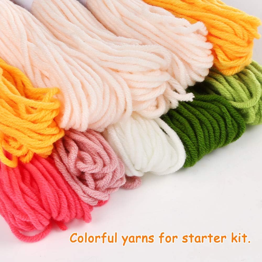 Pllieay colorful cotton yarns and punch needle pen tool