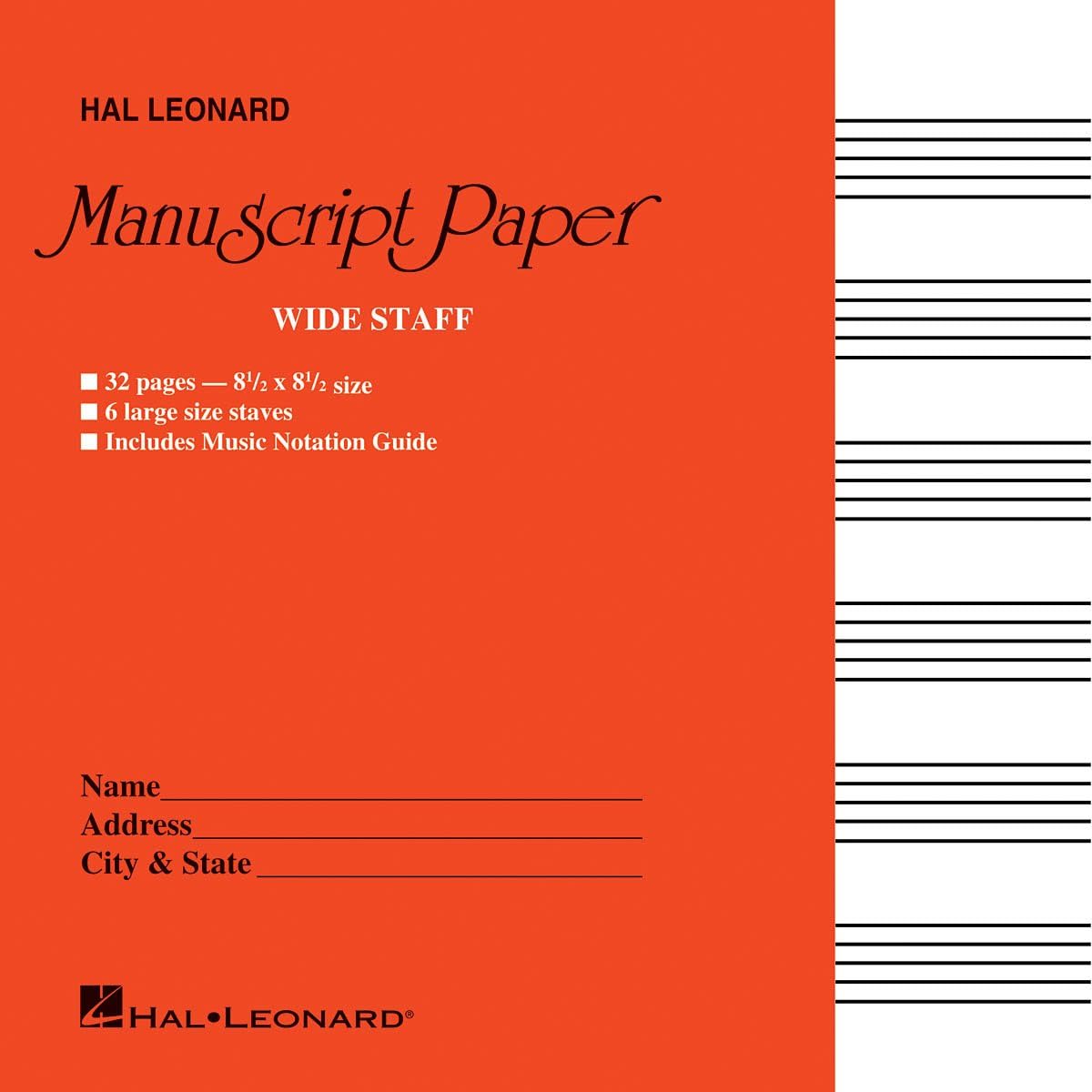 Wide Staff Manuscript Paper (Red Cover) | Music Composition Notebook with Six Large Staves per Page | Premium Blank Sheet Music Book with Notation Guide | Ideal for Students Teachers and Composers - Image 1
