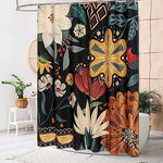 MitoVilla tropical leaves fabric cloth curtain showing close up detail of the abstract colorful flowers.
