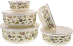 Hemoton enamel mixing bowls with lids front view storage set