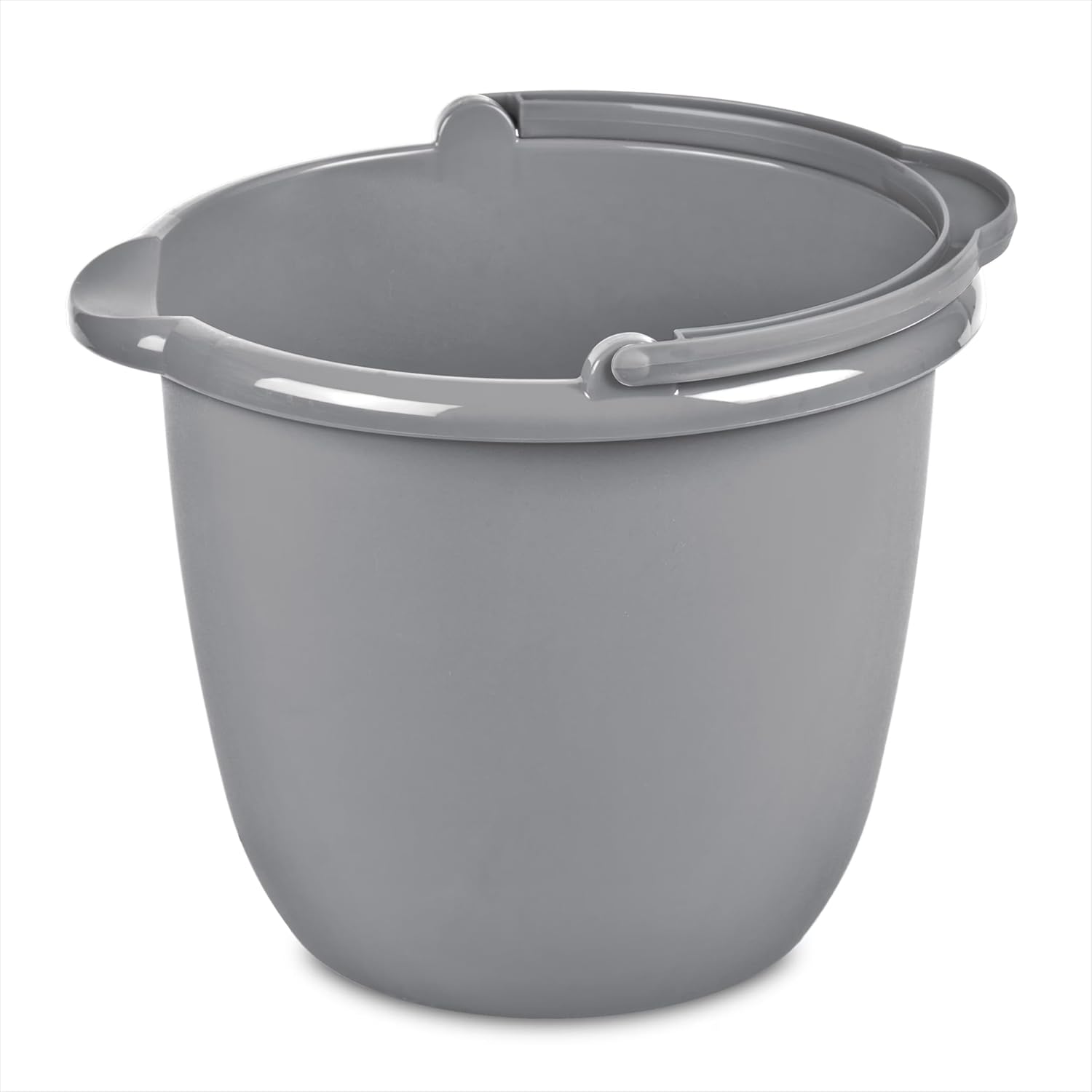 Sterilite 10 Quart Spout Pail front view titanium gray cleaning bucket