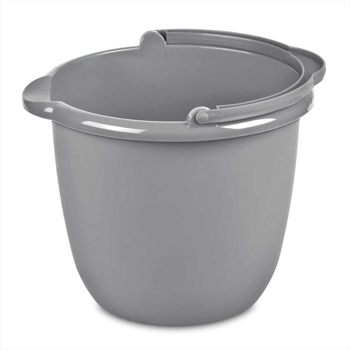 Sterilite 10 Quart Spout Pail front view titanium gray cleaning bucket