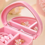 Cabilock portable pink jewelry storage box resting on vanity